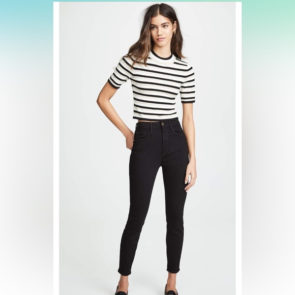 FRAME Ali High Rise Cigarette Jeans in Noir - Size 27 - Picture 2 of 9